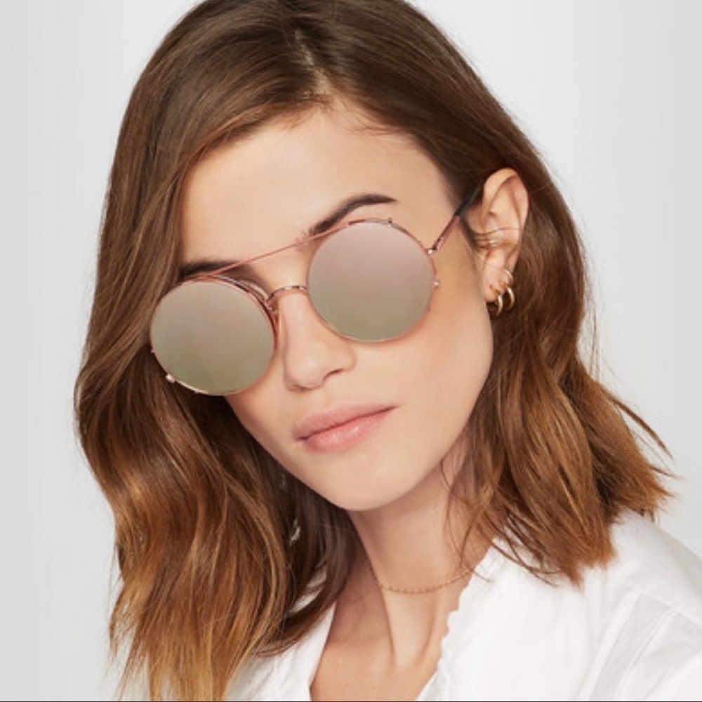 Sunday Somewhere Valentine Round Rose Gold Mirrored Convertible Sunglasses